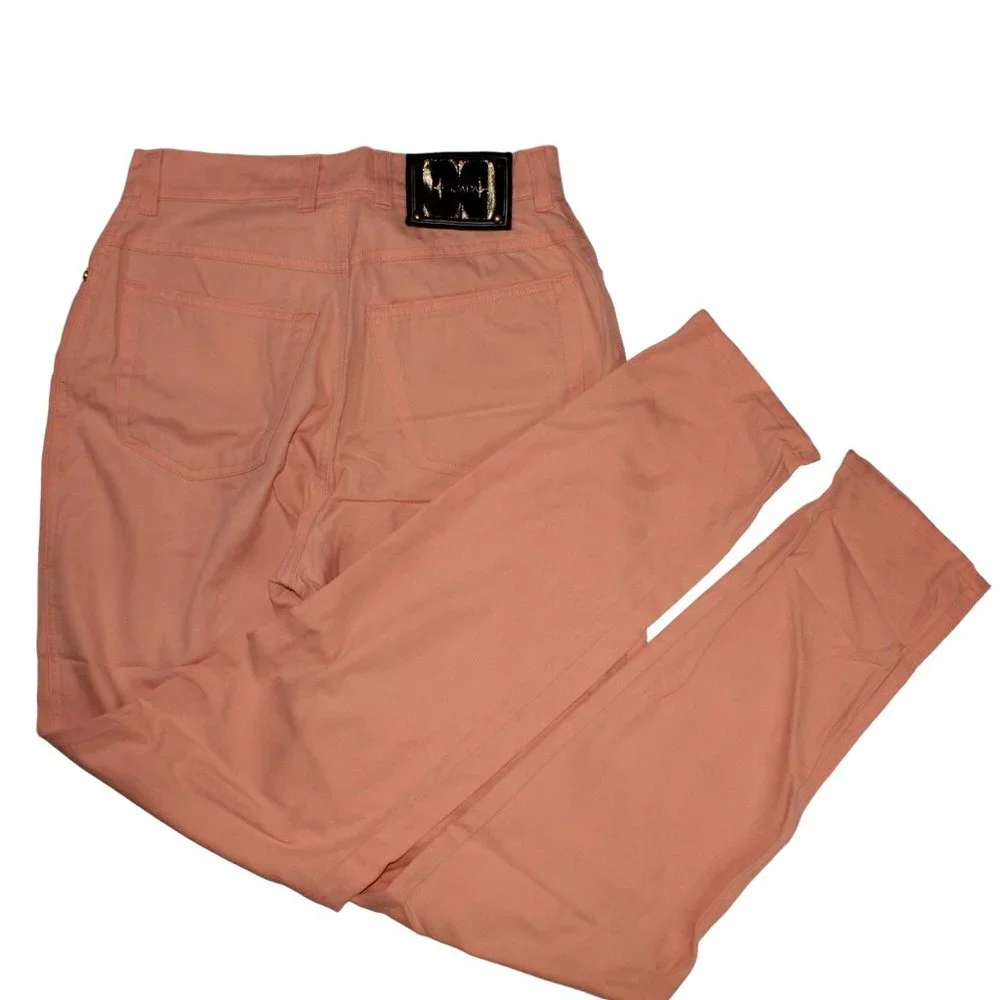 Escada Womens Pants 36 Peach Pink Straight Fit Crop Ankle Stretch Denim Jeans - Picture 2 of 10